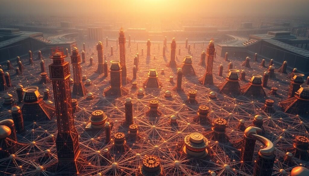 A vast, intricate landscape of machine learning models, their interconnected neural networks pulsing with energy. In the foreground, towering models stand like sentinels, their complex architectures rendered in vivid detail, illuminated by a warm, golden light. The middle ground is a swirling sea of smaller models, their shapes fluid and ever-changing, reflecting the endless possibilities of AI-driven optimization. In the distant background, a horizon of server racks and data centers, the technological foundation that powers this intelligent ecosystem. The scene exudes a sense of awe and wonder, a glimpse into the heart of the AI revolution transforming the digital landscape.